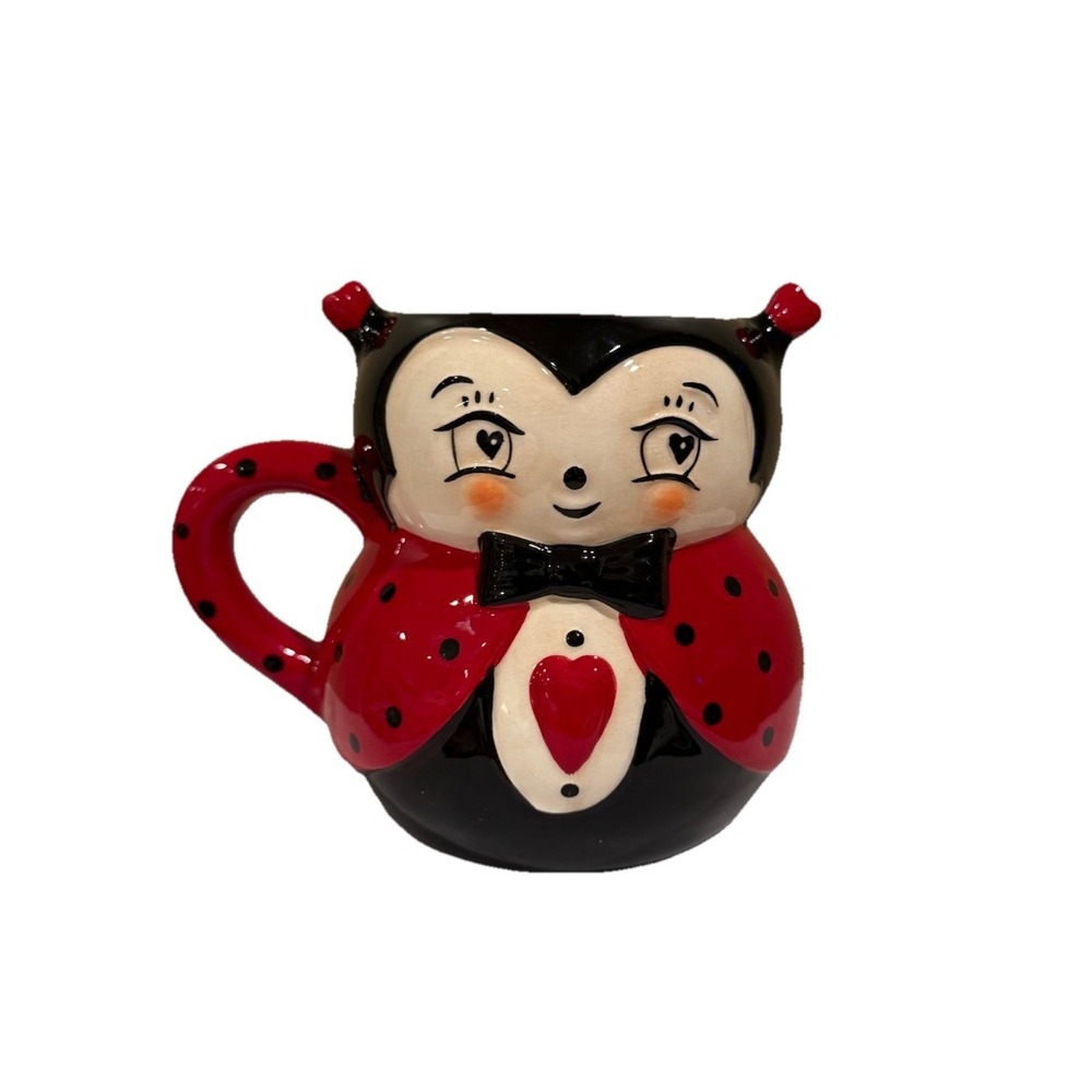 Johanna Parker 3D Ladybug Figural Valentines Day NEW Vintage Look Mug Cup Retro